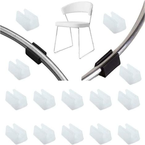 30 Pieces Chair Leg Caps, Pipe End Caps, Furniture Floor Protectors, U-shaped Plastic Chair Caps, Silicone Pipe Clamps (14 mm, White) YMYNY