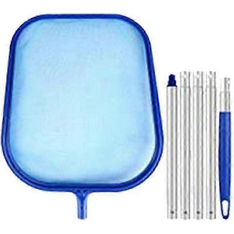 Épuisette de piscine avec perche télescopique en aluminium, idéale pour le nettoyage de la piscine, la récupération des feuilles et la mise en place d'un filet à feuilles. (1/2)