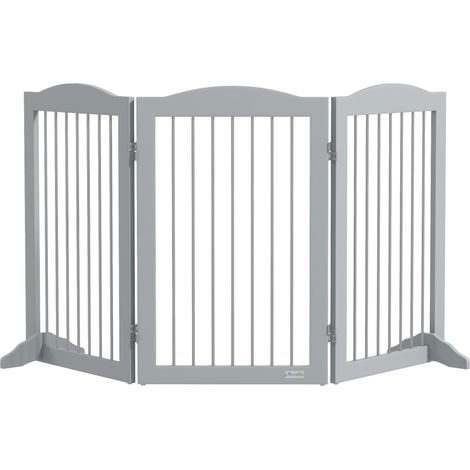 Barrière chien pliable 3 plaques 154x30x80 cm gris