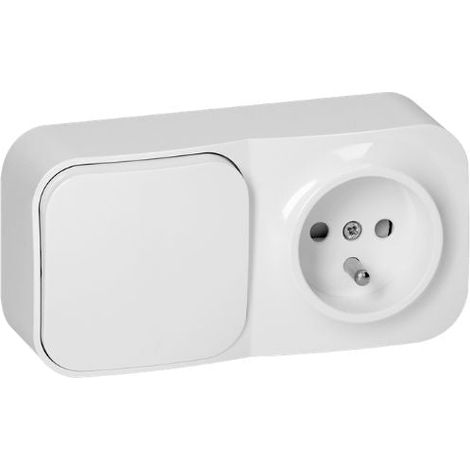 Prise avec Interrupteur 2P+T Saillie - Blanc - SILAMP
