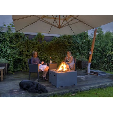 Happy Cocooning Mania Feuertisch grau 19,5 kW Feuerstelle inkl. 5kg Lavasteine (1/4)