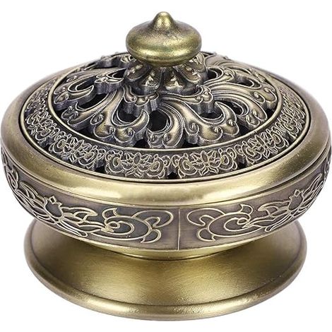 Petit brûleur d'encens, brûleur d'encens bouddhiste, brûleur d'encens rétro en bronze, brûleur à charbon de luxe (1/5)