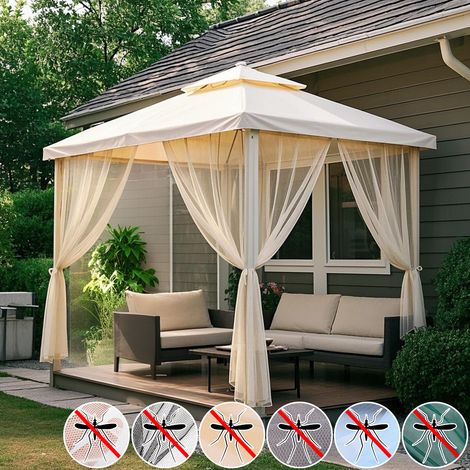 HEMVOR Rideau moustiquaire extérieur filet anti-moustiques découpable 320 x 213 cm polyester Beige (1/5)