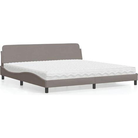Cama con colchón Dover tela gris taupe 200x200 cm (1/5)