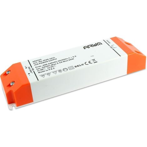 Arum Lighting – Transformateur LED 60W 24V DC – Tension constante – IP20 – Pour applications intérieures – 2.5A max (1/3)