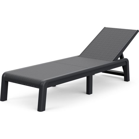 KETER Mallorca Tumbona de Jardín Plegable con cojín incluído, para Exterior terrazas, Patios, Jardines, 4 Posiciones, Color Blanco (1/3)