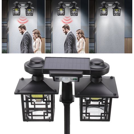 120COB Solar-Wandleuchte, Gartenleuchte, Fernbedienung, Bewegungsmelder, Stehlampe, wasserdichte Retro-LED-Wandleuchte (1/5)