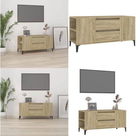 Meuble TV Chêne sonoma 102x44,5x50 cm Bois d'ingénierie - Meubles Tv - Meuble Tv - Support Tv - Unité Tv - Style Industriel - Home & Living