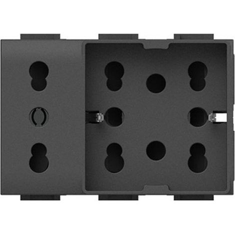 4box - Presa da Incasso Side XL Compatibile con Bticino® LivingLightTM. 4 Prese in 1: permette di collegare una spina schuko e una spina 10/16A o tre spine 10/16A. Color Antracite (1/4)
