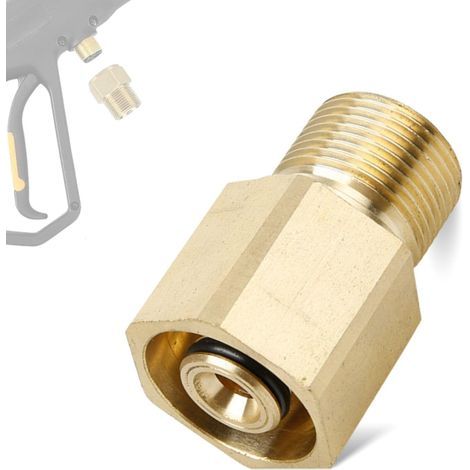 Adattatore in ottone M22, filettatura inversa a M22/14, per idropulitrice ad alta pressione HD5/11, ProHD, sostituisce i raccordi più vecchi (1/5)