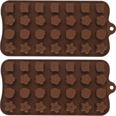 Moule En Silicone Pour Chocolat - 2 Pièces - Platine Alimentaire - Résistant À La Chaleur Et Au Froid - Pour Chocolat Bonbons Et Glaces (1/5)