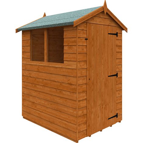 5 x 4 Feet Budget Apex 9mm Shed - Solid Wood/Softwood/Pine - L145 x W115 x H203.9 cm - Burnt Orange