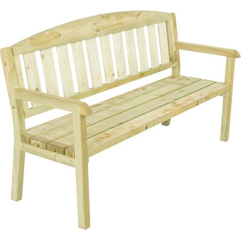 Delia - panchina da giardino in legno di pino impregnato 3 posti dimensione 175x63x97h cm (1/5)