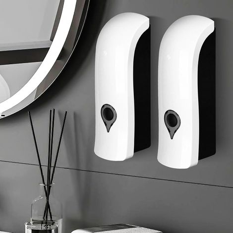 CSPARKV Dispensador de jabón de pared de 2 piezas, dispensador de jabón de pared de 300 ml, dispensador de jabón de pared sin necesidad de taladrar ni atornillar, color blanco (1/4)