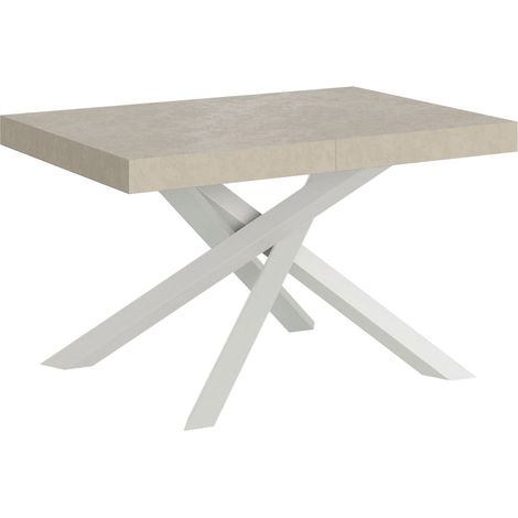 Tavolo Allungabile 140-400x90x77 cm Volantis Cashmere Telaio Bianco (1/5)
