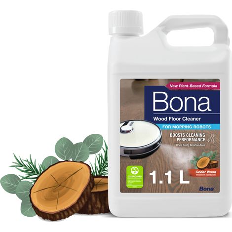 Nettoyant pour sols en bois pour robots laveurs – Formule concentrée 1,1L – Sèche rapidement, sans résidu – Parfum frais de cèdre – Bona