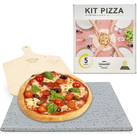 Kit de pizza 34x40cm en pierre de lave 100% naturelle qui cuit en 5 minutes
