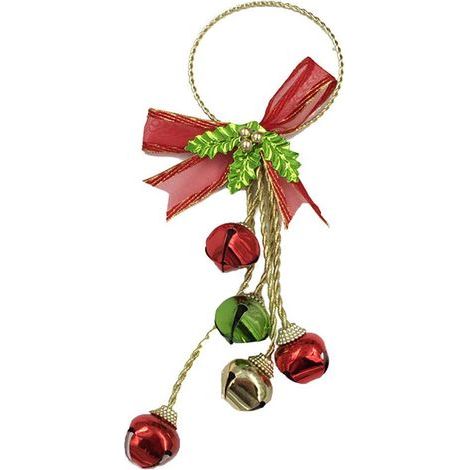 Weihnachtsschmuck mit Schleife, Metallglocke, Anhänger, Türhänger für den Weihnachtsbaum (1/5)