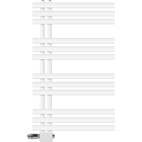 LuxeBath Badheizkörper Iron EM 600x1000 mm Weiß Mittelanschluss Anschlussgarnitur Thermostat Universal Eck- und Durchgangsform, Design Heizkörper Handtuchwärmer Handtuchtrockner Handtuchheizkörper (1/5)