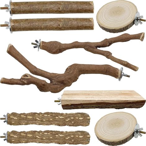 9 Perchoir,Oiseau,Naturel,Bois,Métal,Cage,Perruche