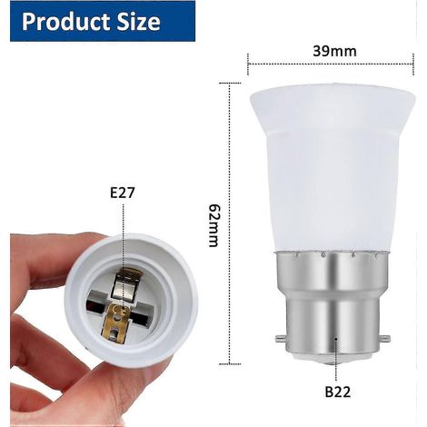 Adaptateur B22 vers E27 pour ampoule LED, 230 V CA, adaptateurs de conversion pour passer de B22 à E27, douille à baïonnette à visser, lot de 6 JUNJUN (1/4)