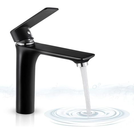 Robinet de Salle de Bain Noir Robinet Lavabo Moderne Chaude et Froide Réglable Mitigeur Évier en Laiton Robinetterie Vasque Mélangeur (1/3)