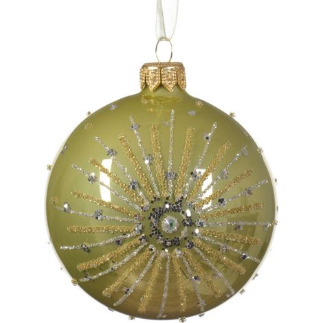 Palline per albero di Natale in vetro decorato verde pistacchio da Ø 8 cm, confezione da 6 pezzi