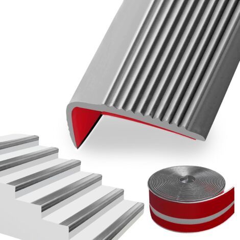 Nez de marche profilé d'escalier antidérapant en PVC – Longueur 52.5cm – Largeur 5 x 2.5cm – Auto-adhésif pour installation facile (1/5)