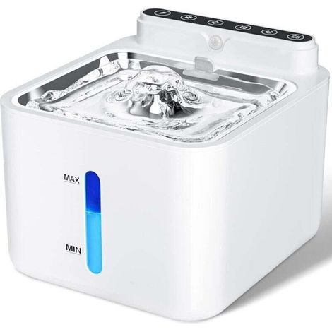 Motion sensor cat fountain, 3.2 l, wireless and battery operated, with integrated 2600 mAh lithium battery, quiet pump and filter (1/4)