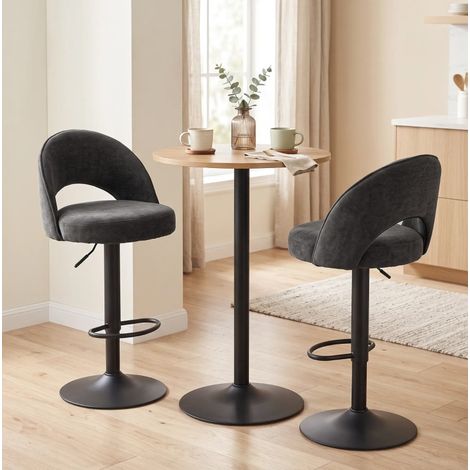 Pack de 2 taburetes de bar 49,5x48x110 cm poliéster gris oscuro giratorios para cocina - MEUBLIV (1/5)