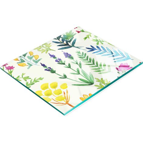 Tabla de cocina de vidrio templado con estampado floral decorativo 60x52 cm (1/5)
