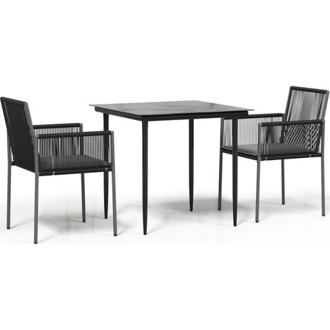 Maison Exclusive - 3-tlg. Garten-Essgruppe mit Kissen Schwarz Pol