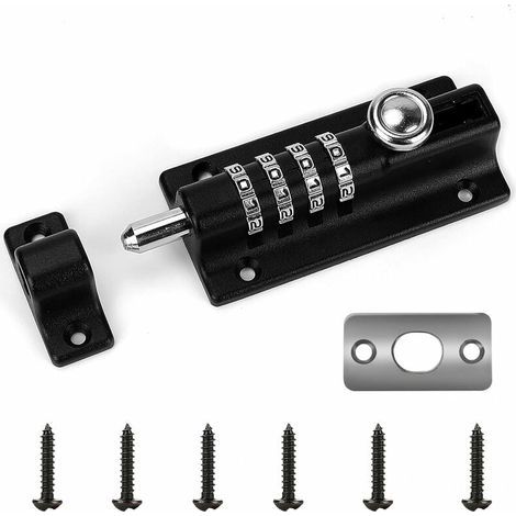 Verrou de Porte à Code, 4 roues recodables Verrouillage Portail Résistant à l'eau Combinaison sans Clé Serrure avec vis unidirectionnelles haute sécurité pour hangars/granges (1/5)