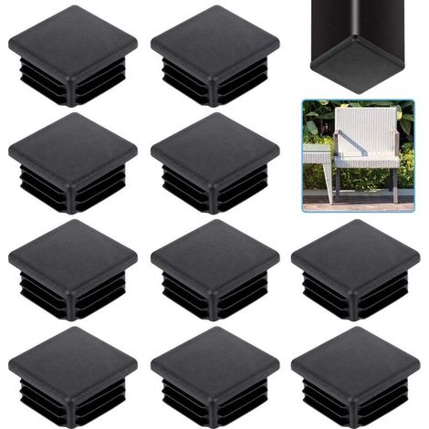 20 PCS Bouchon pour Tuyau Carré Embout Tube Carré Noir Bouchon Plastique pour Tube Carré Embout à Lamelles Carré Tube de Chaise Solide Embout Pied de Table pour Meuble Armoire Chaise（30X30mm ） (1/5)