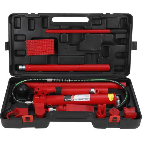 4 Ton Porta Power Kit, Cric Industriel avec Vérin Hydraulique, Pompe 4T, Flexibles 1,2 m, Réparation, Mallette Rangement
