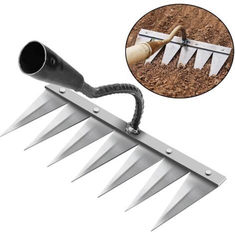 Ciel-Rateau de jardin en acier au manganèse – 7 dents tranchantes – Pour désherbage et ameublissement du sol – Taille 277 x 140 mm (1/5)