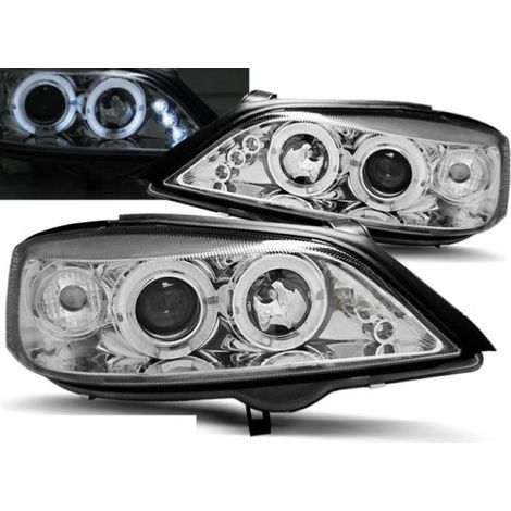 Paire de feux phares Opel Astra G 98-04 angel eyes chrome-27361623 (1/2)