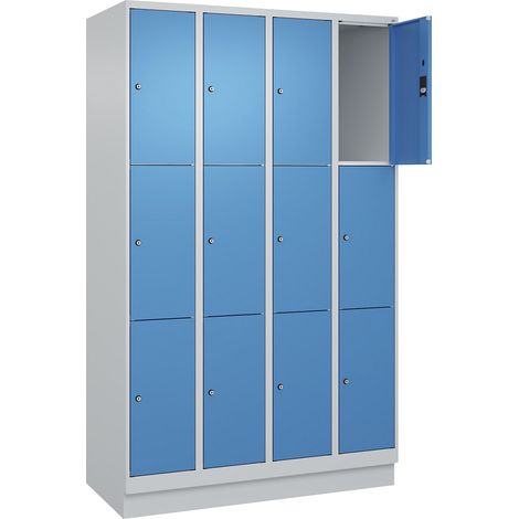 C+P, Vestiaire à 3 casiers Classic PLUS, 4 compartiments, gris