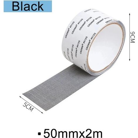 Lot de 5 bandes adhésives de réparation pour moustiquaire, patch en maille anti-insectes (5 cm de large x 2 m de long). (1/5)