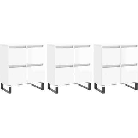 Maison Exclusive - Credenze 3 pz Bianco Lucido in Legno Multistrato