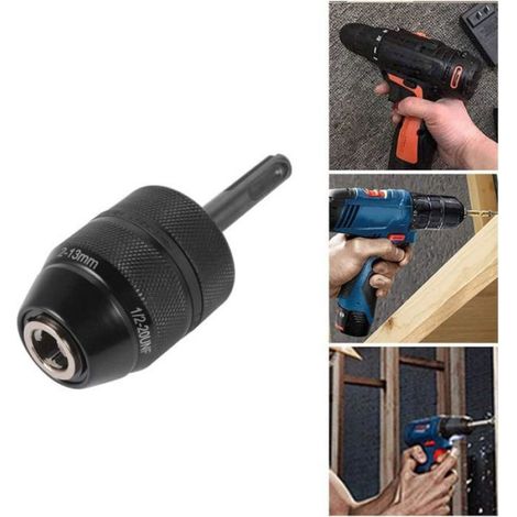 Mandrin Autoserrant - 2-13 mm - Pour Perceuse À Percussion Et Tournevis Électrique - SDS Plus Adaptateur Inclus - 1 Pièce (1/5)