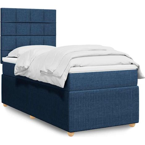 Boxspringbett mit Matratze Blau 90x200 cm Stoff