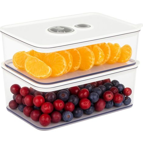 2 Boîte Conservation Alimentaire, Plastique PP, Couvercle Hermétique, Indicateur Date, Empilable, Cuisine Réfrigérateur Congélateur (1/5)
