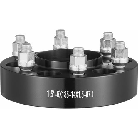 Mophorn Wheel Spacers, 1.5" 6"x5.3" Wheel Adapters, 6 Lug Forged Spacer, 87.1 mm Bore Hubcentric M14 x1.5 Studs Spacers, Fit for Ford F150, Expedition, Lobo, Navigator, 4 PCS Black (1/5)