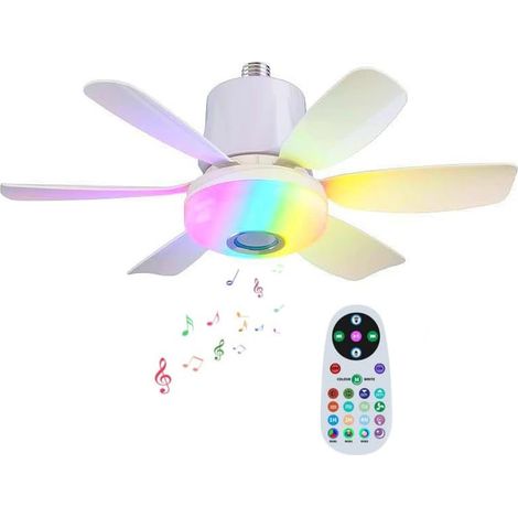 Ventilatore da soffitto con luce, LED dimmerabile che cambia colore, ventilatori da soffitto RGB con lampada integrata, ventilatore a lampadario Ø47CM, altoparlante da soffitto Bluetooth, telecomando