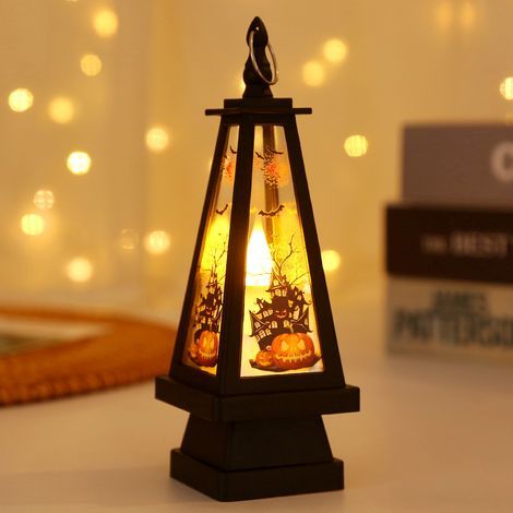 Lanternes décoratives d'Halloween : lanternes citrouilles, bougies LED, bougies scintillantes sans flamme, décorations de jardin d'Halloween (1/5)