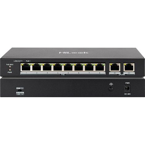 HiLook SW-10-POE Conmutador PoE no gestionado de 10 puertos 8x PoE 60W Negro