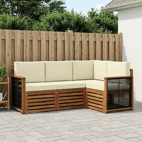 Set di divani da esterno per giardino e terrazza in legno di acacia e poliestere, set da 4, 59.1kg - PANGIVO (1/5)