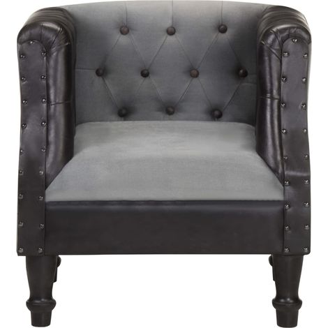 Maison Exclusive - Sessel Schwarz Echtleder und Massivholz Mango