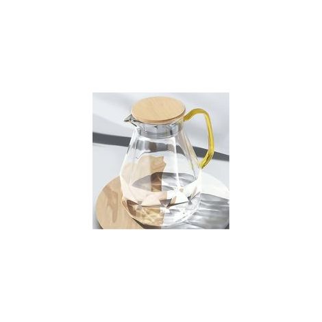 Carafe Eau de 2 Litres, Pichet en Verre Design Diamant Moderne, Cruche en Verre avec Couvercle et Anse, Pichet à Eau Haute Durabilité pour Infuseur Fruit, Thé Glacé, Café Chaud, Lait (1/5)